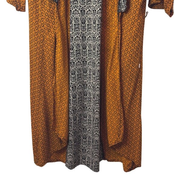 Fab'rik orange long patterned kimono-style open front cardigan size 1 - Picture 6 of 9
